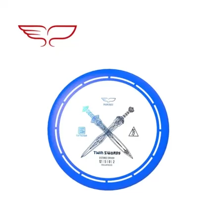 Frisbee Yikun Disc-Golf Distance Driver TWIN SWORDS Bleu Turtoise Line